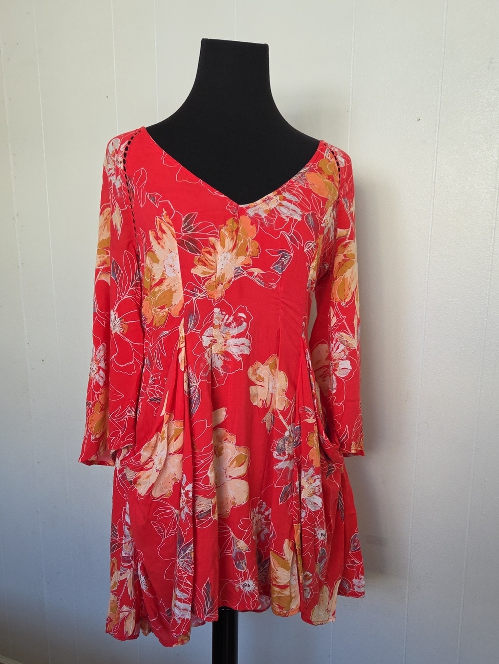 Free People Floral V-Neck Mini Dress